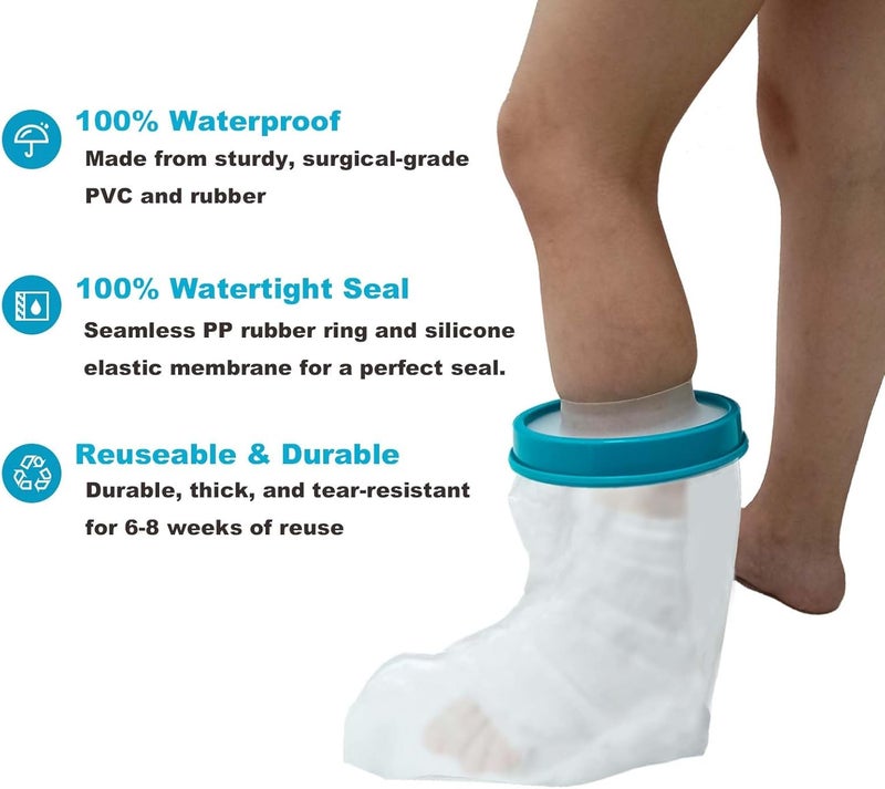 Tideshake Waterproof Kid Foot Cast Cover for Showering, Reusable Child Foot Cast Protector, Cast Covers for Ankle Shower after Surgery, Watertight Cast Bag for Burns - Image 2